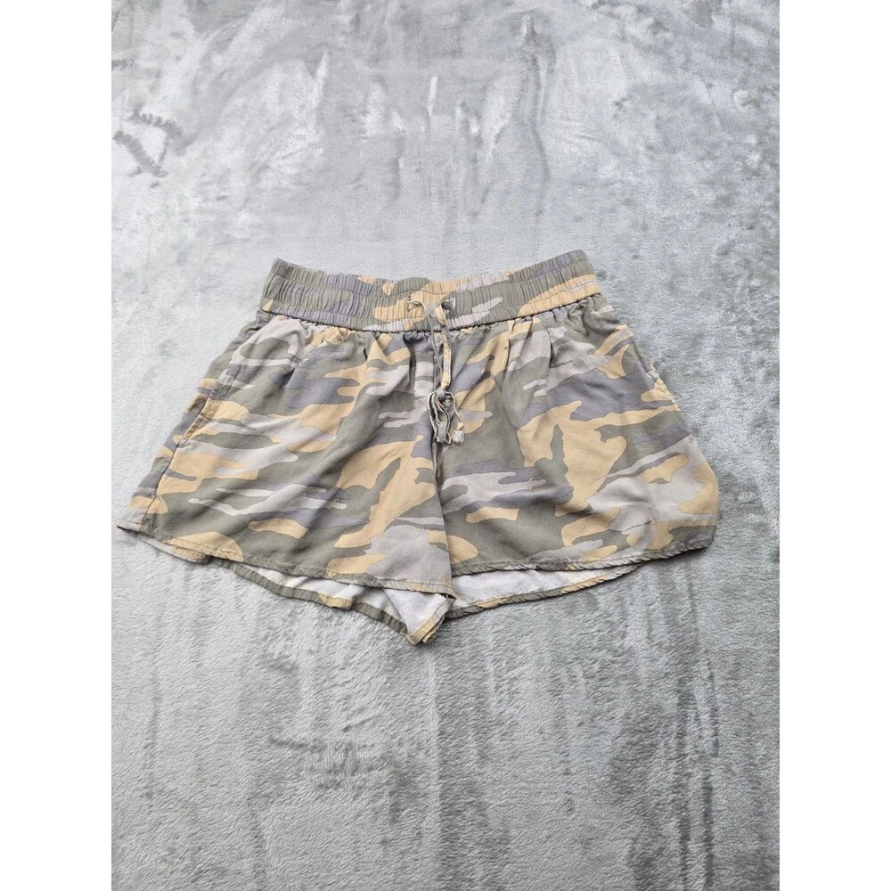 ​Express Womens Small Camo Drapey Pull On Shorts Elastic Waist Drawstring Tan S